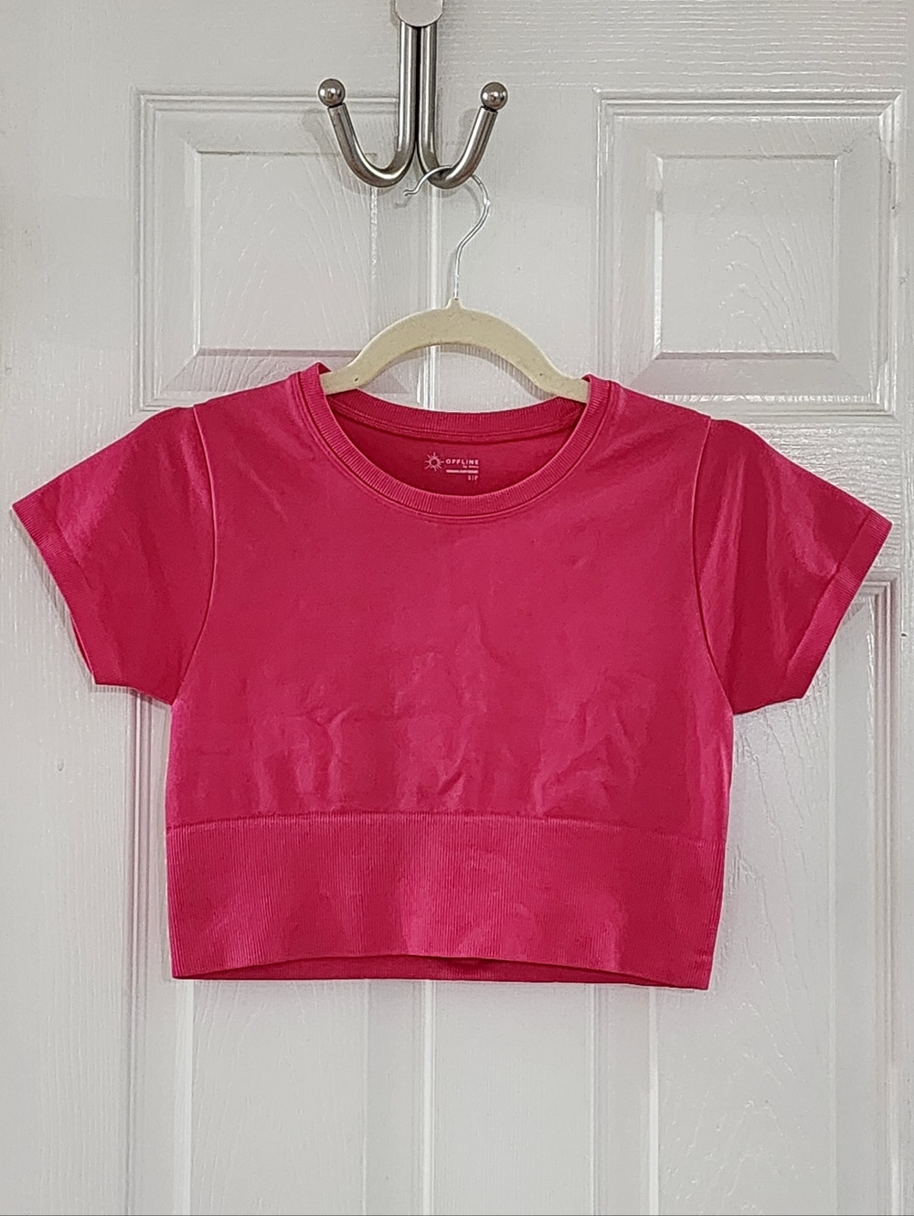 OFFLINE by Aerie Sidewalk Seamless Cropped T-Shirt Pink S